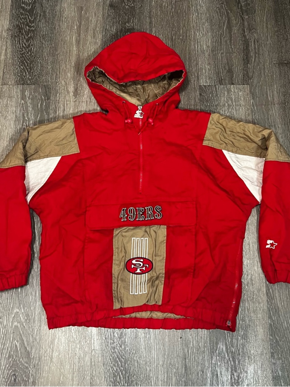 Vintage 90’s NFL San Francisco 49ers Starter Hooded Jacket Men's XL Pouch Red